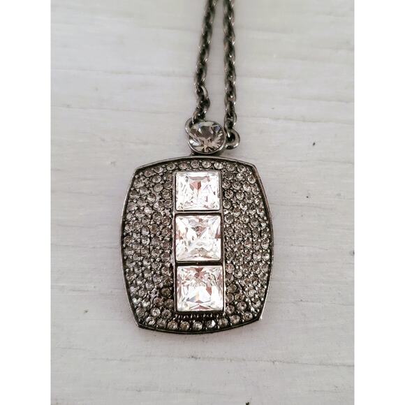 Givenchy Gunmetal Pave Crystal Necklace - Picture 9 of 9